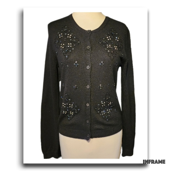 BCBGMaxAzria Silk & Cashmere Beaded Cardigan - Picture 13 of 15